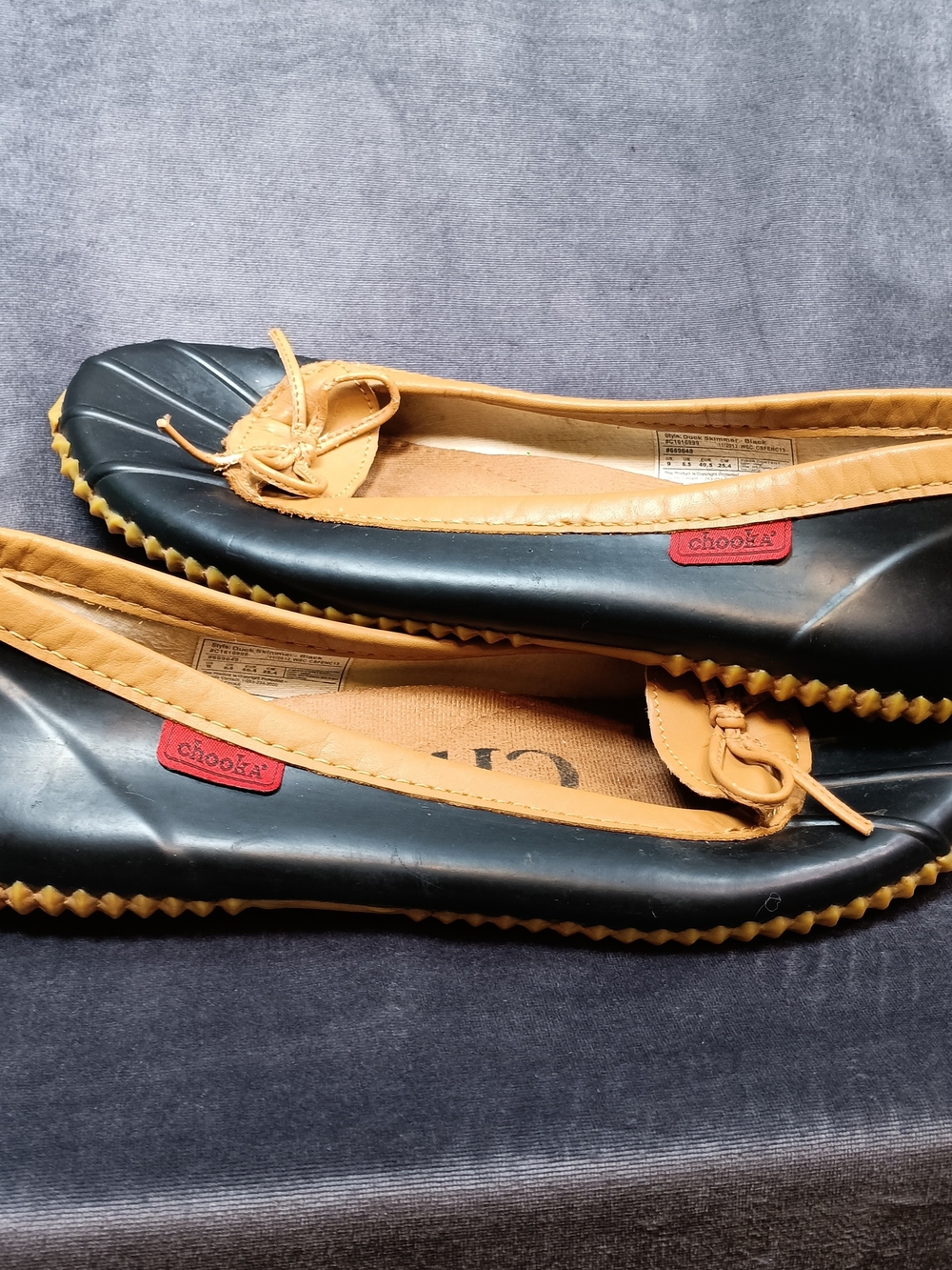 Chooka Black and Tan Women's Waterproof Ballet Flats